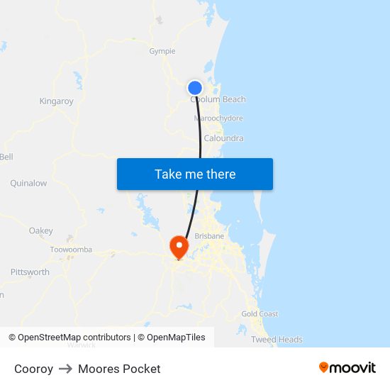 Cooroy to Moores Pocket map