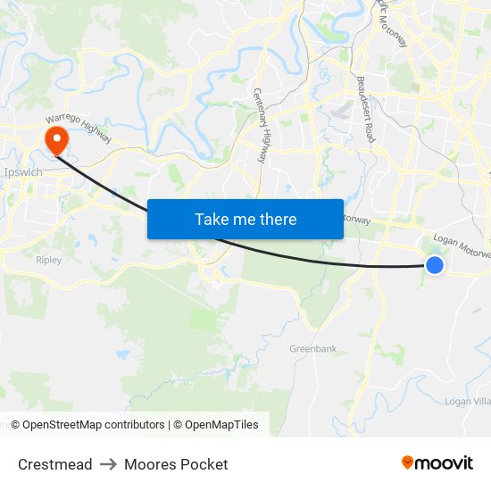 Crestmead to Moores Pocket map