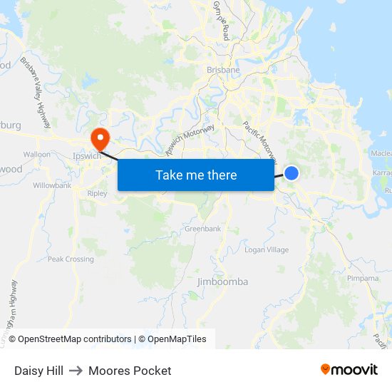 Daisy Hill to Moores Pocket map