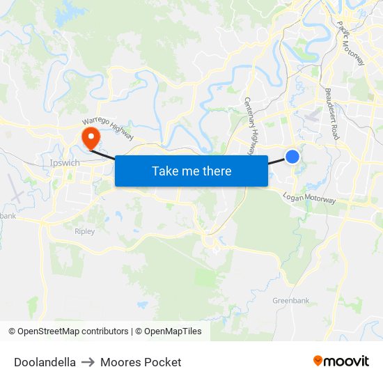 Doolandella to Moores Pocket map