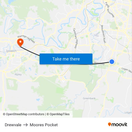 Drewvale to Moores Pocket map