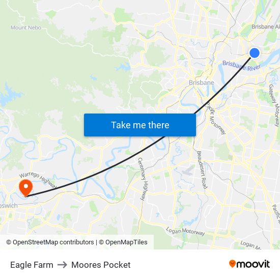 Eagle Farm to Moores Pocket map