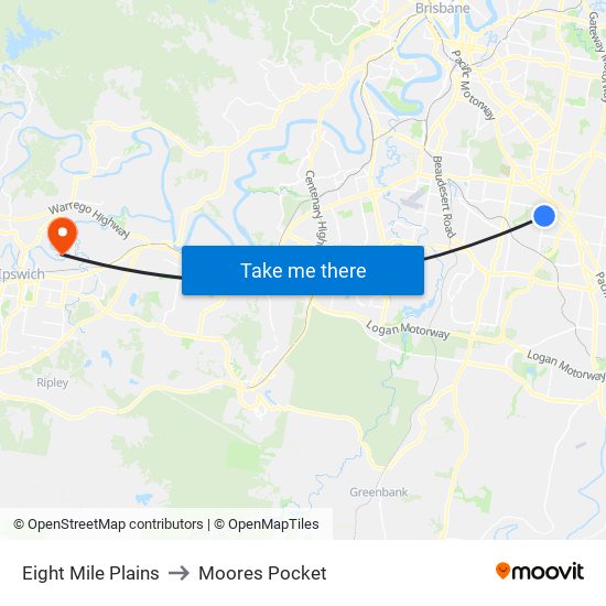 Eight Mile Plains to Moores Pocket map