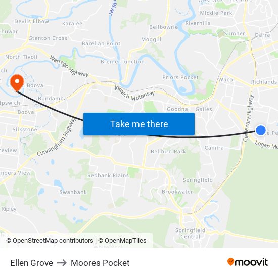 Ellen Grove to Moores Pocket map
