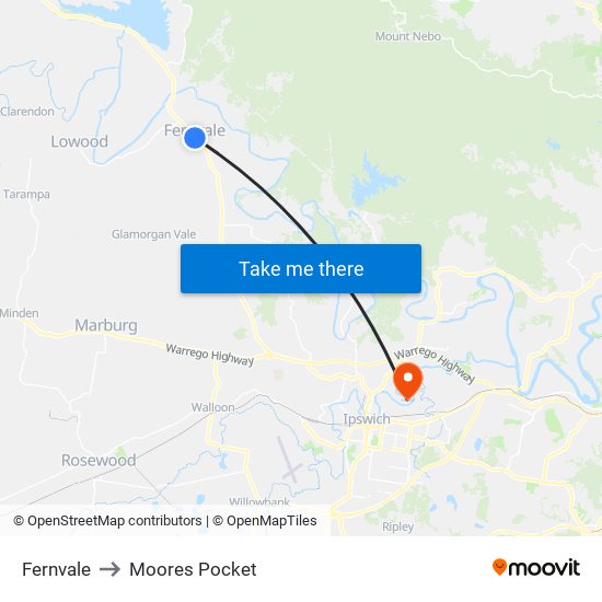 Fernvale to Moores Pocket map