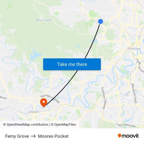 Ferny Grove to Moores Pocket map