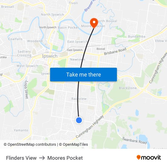 Flinders View to Moores Pocket map