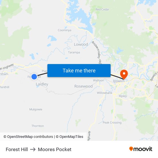 Forest Hill to Moores Pocket map