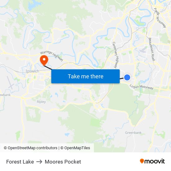Forest Lake to Moores Pocket map
