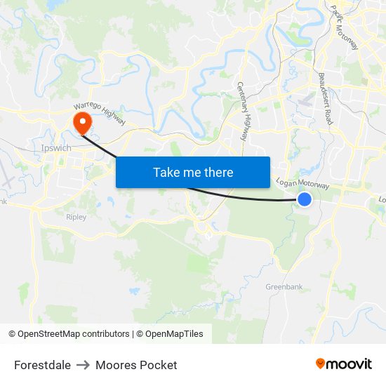 Forestdale to Moores Pocket map
