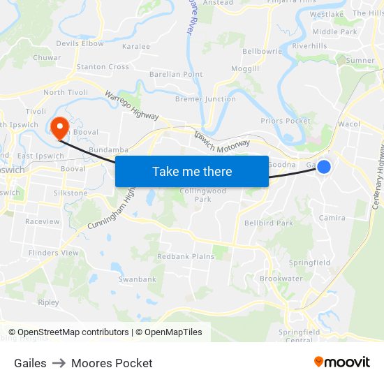 Gailes to Moores Pocket map