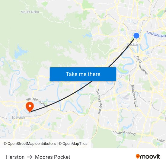 Herston to Moores Pocket map