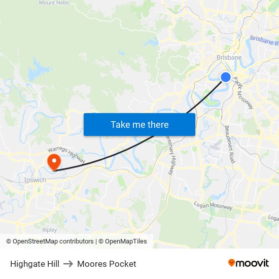 Highgate Hill to Moores Pocket map