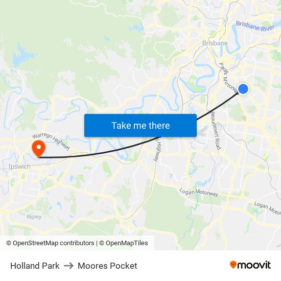 Holland Park to Moores Pocket map