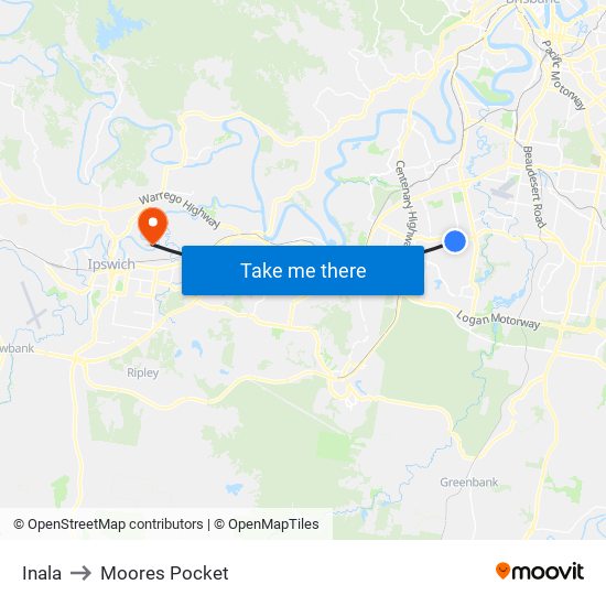 Inala to Moores Pocket map