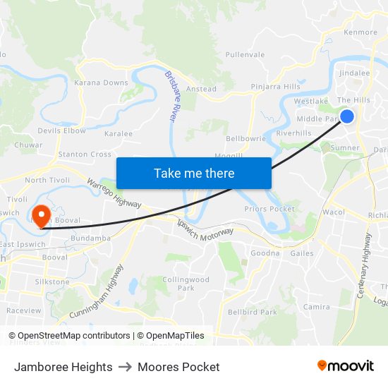 Jamboree Heights to Moores Pocket map