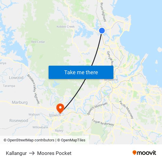 Kallangur to Moores Pocket map
