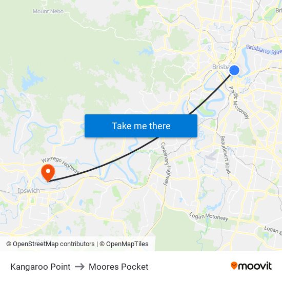 Kangaroo Point to Moores Pocket map
