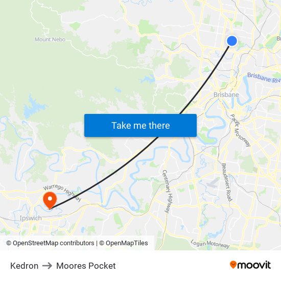 Kedron to Moores Pocket map
