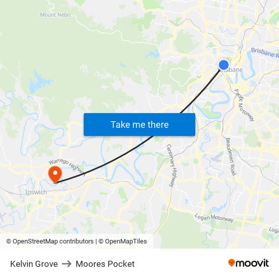 Kelvin Grove to Moores Pocket map