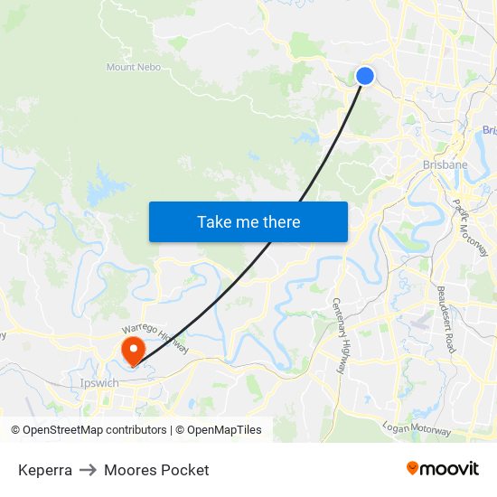 Keperra to Moores Pocket map