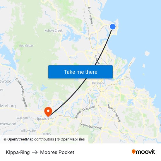 Kippa-Ring to Moores Pocket map