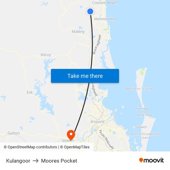 Kulangoor to Moores Pocket map