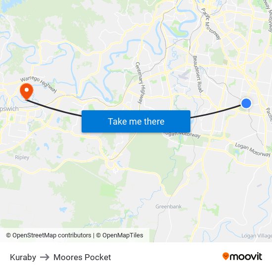 Kuraby to Moores Pocket map