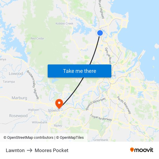 Lawnton to Moores Pocket map