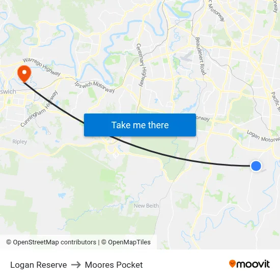 Logan Reserve to Moores Pocket map