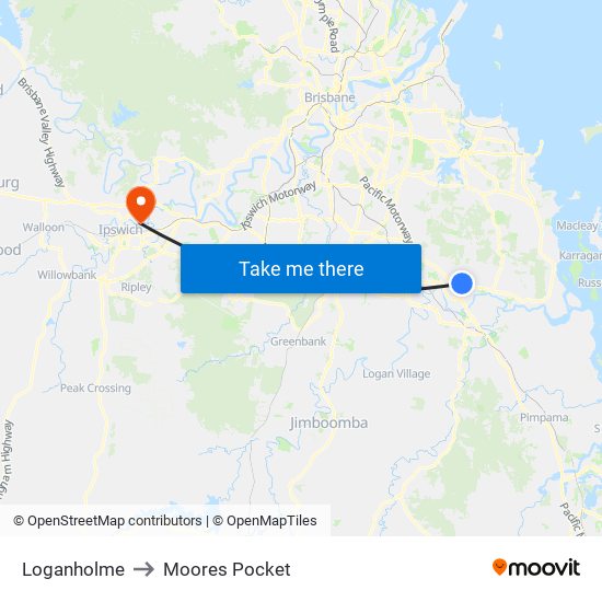Loganholme to Moores Pocket map