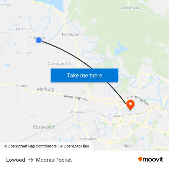 Lowood to Moores Pocket map