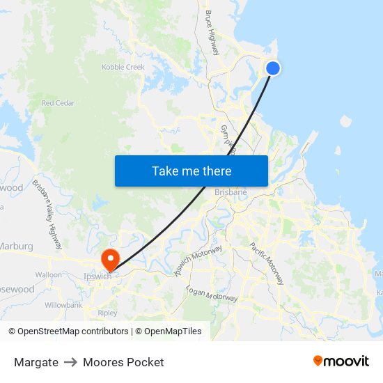 Margate to Moores Pocket map