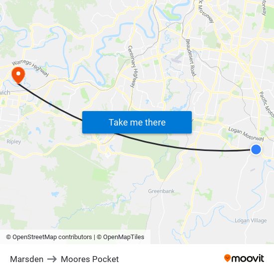 Marsden to Moores Pocket map