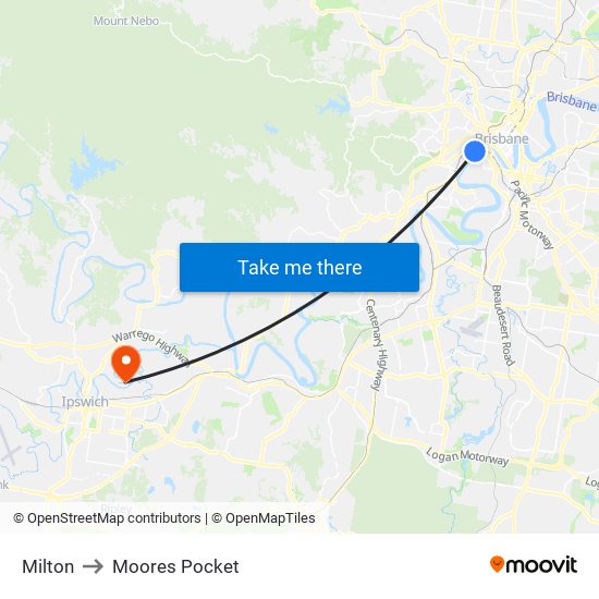 Milton to Moores Pocket map