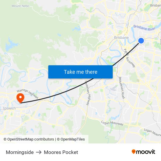 Morningside to Moores Pocket map