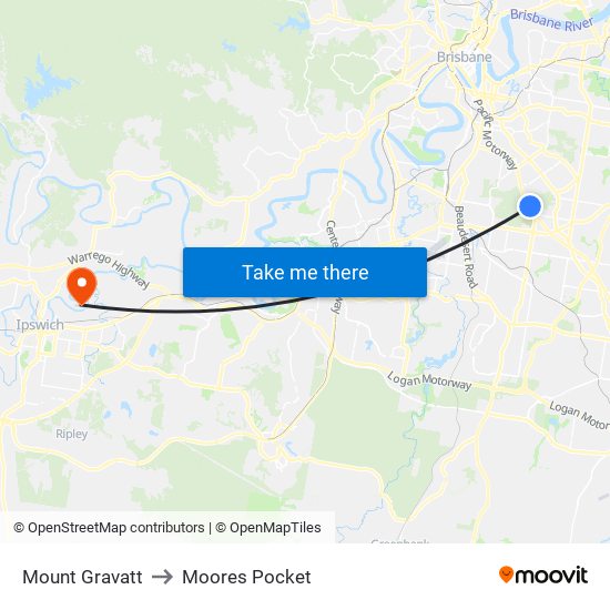 Mount Gravatt to Moores Pocket map