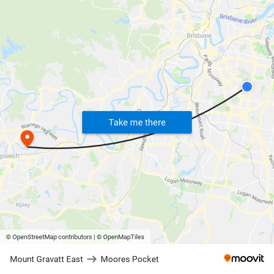 Mount Gravatt East to Moores Pocket map