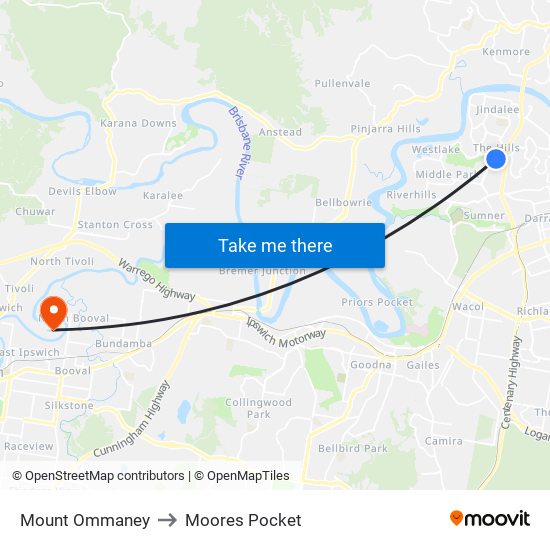 Mount Ommaney to Moores Pocket map