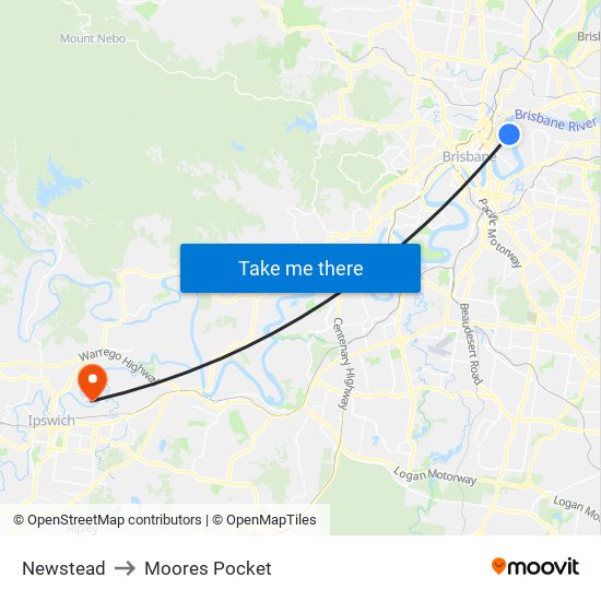 Newstead to Moores Pocket map