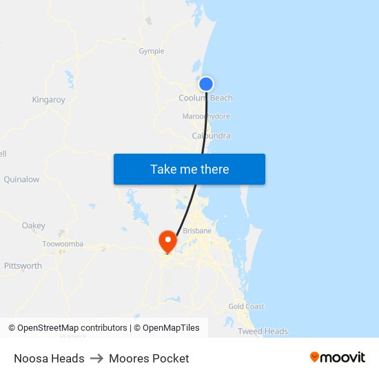 Noosa Heads to Moores Pocket map