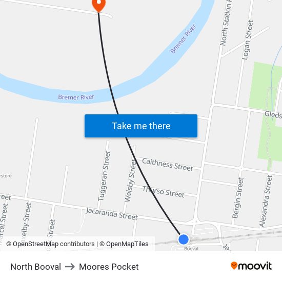 North Booval to Moores Pocket map