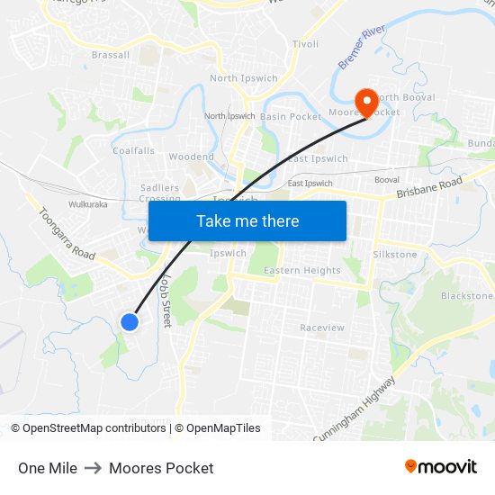 One Mile to Moores Pocket map
