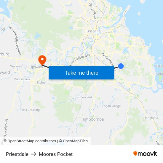 Priestdale to Moores Pocket map