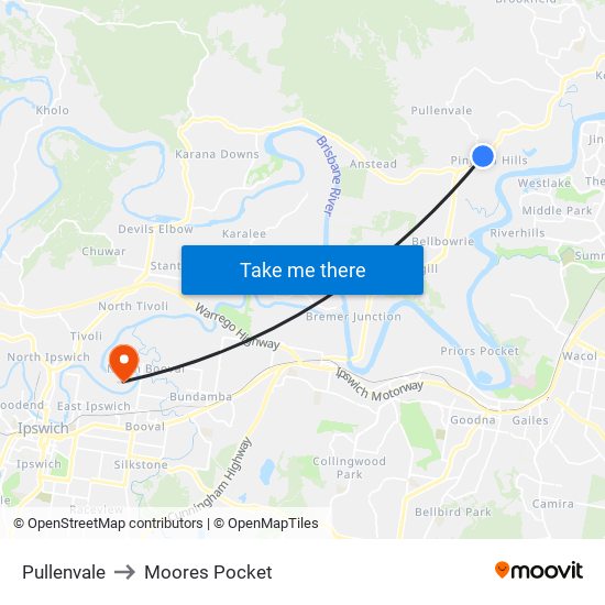 Pullenvale to Moores Pocket map