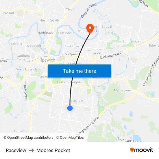Raceview to Moores Pocket map