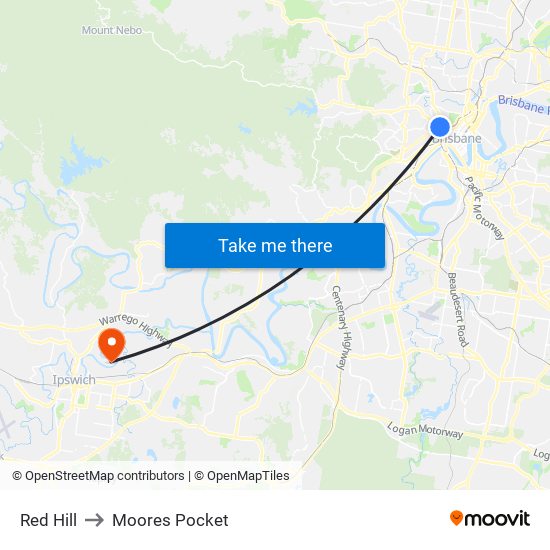 Red Hill to Moores Pocket map