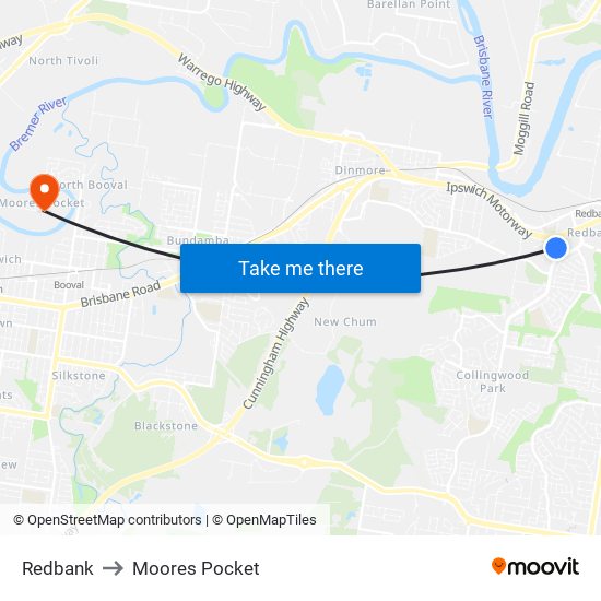 Redbank to Moores Pocket map