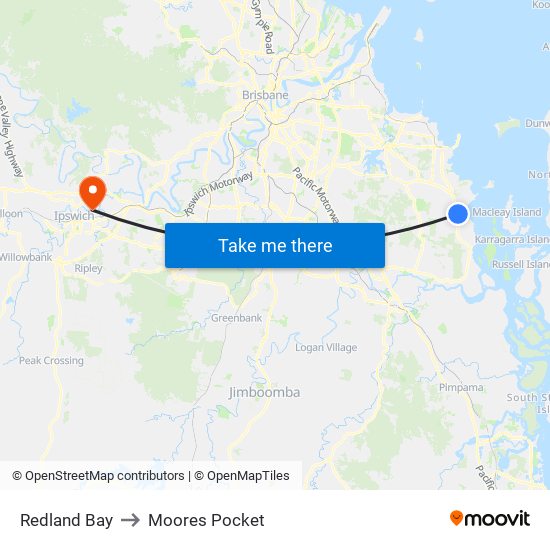 Redland Bay to Moores Pocket map