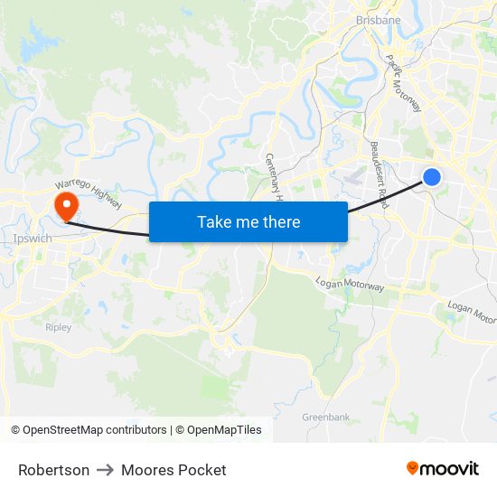 Robertson to Moores Pocket map